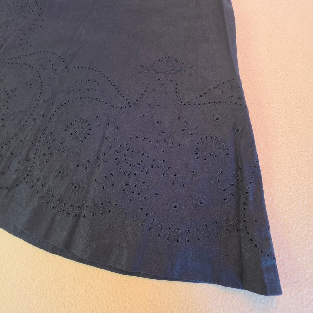 Lauren Ralph Lauren Linen Cotton Blend Black Eyelet Skirt Sz 10 - Picture 3 of 8